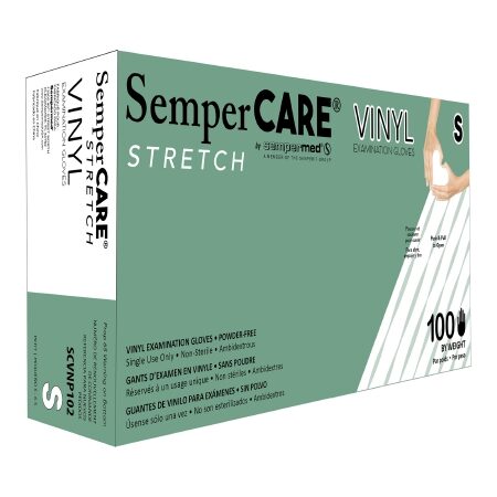 GLOVE, EXAM VNYLSTRCH SM N/S (100/BX 10BX/CS)