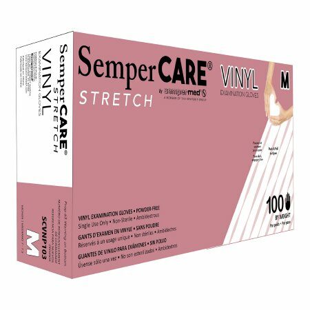 GLOVE, EXAM VNYLSTRCH MED N/S (100/BX 10BX/CS)